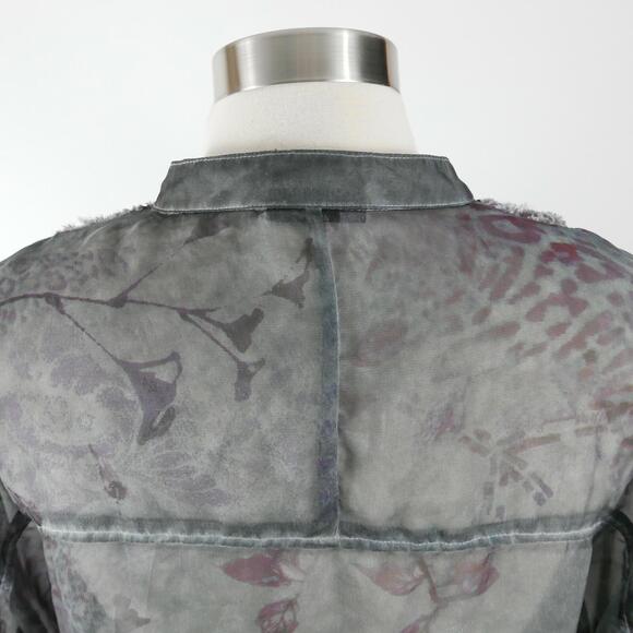 Jeans by Buffalo Womens Sheer Polyester 3/4 Sleeve Button Down Gray Blouse Small - Picture 5 of 8